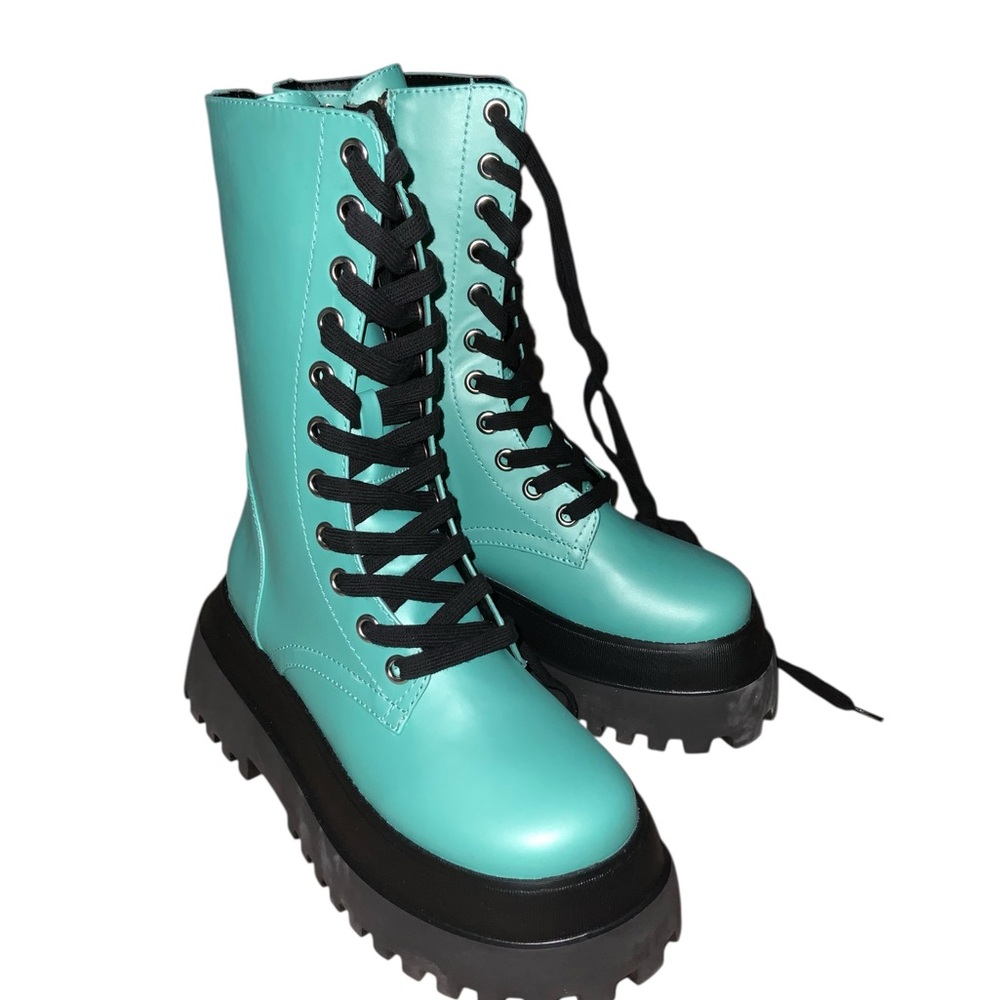 Aqua Lace-Up Combat Boots - Dolls Kill / Club Exx OBO *Never Been Worn